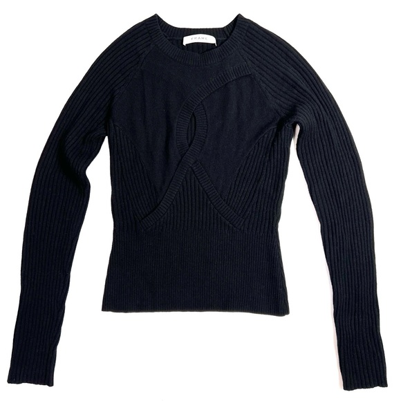 Frame Denim Twisted Keyhole Wool Blend Sweater Black - Picture 4 of 10